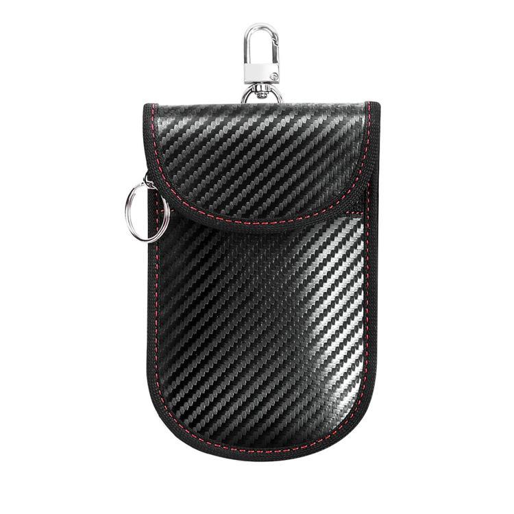 RFID Blocking Car Key Holder Anti-Skimming Carbon Fiber Key Case for Vehicles, Credit Cards & Electronics, Medium Red Line, Medium Green Line, Small Black Line