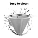 304 Stainless Steel Coffee Filter Reusable Mesh for Pour Over/Drip Coffee Maker, 1-2 Cups, 2-4 Cups, 4-6 Cups