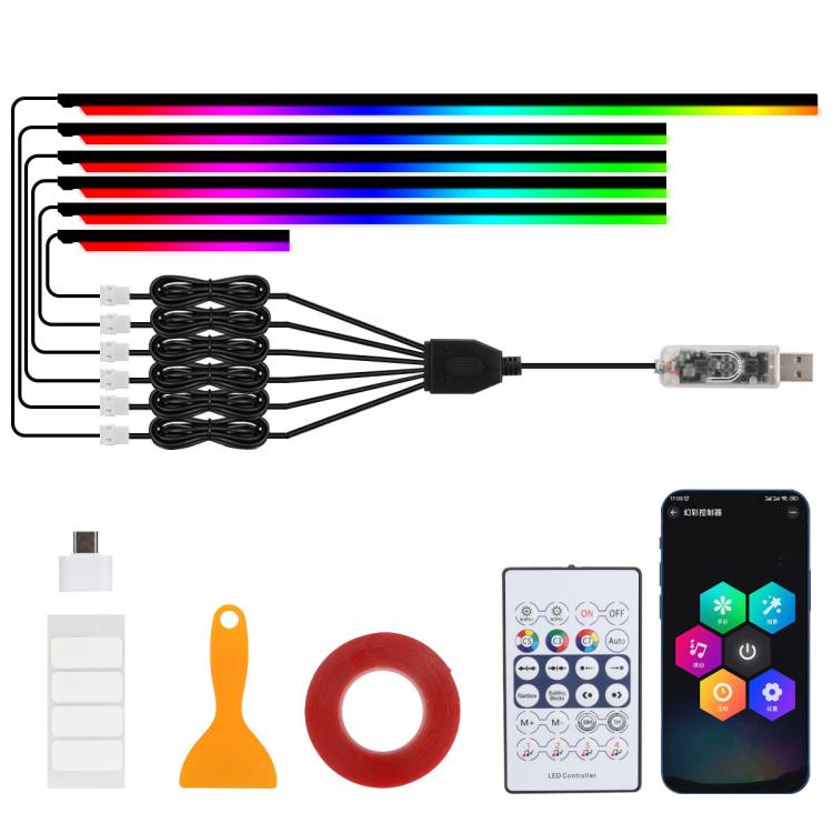 3 Control App Remote Control Colorful Car Interior Ambient Lighting Modified LED Acrylic USB Car Ambient Lighting, 110cm+75cm x 4+35cm+Footlight x 4 10 In 1, 110cm+75cm x 4+35cm 6 In 1, 110cm, 110cm x 2 2 In 1, 110cm x 3 3 In 1, 110cm x 4 4 In 1       ...