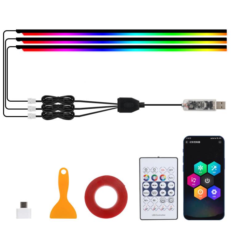 3 Control App Remote Control Colorful Car Interior Ambient Lighting Modified LED Acrylic USB Car Ambient Lighting, 110cm+75cm x 4+35cm+Footlight x 4 10 In 1, 110cm+75cm x 4+35cm 6 In 1, 110cm, 110cm x 2 2 In 1, 110cm x 3 3 In 1, 110cm x 4 4 In 1       ...