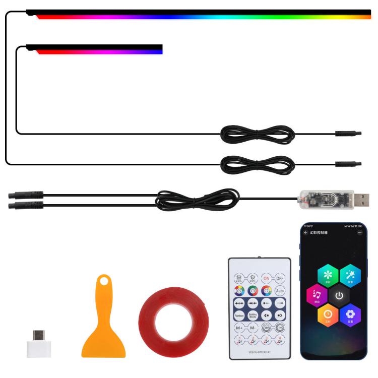 3 Control App Remote Control Colorful Car Interior Ambient Lighting Modified LED Acrylic USB Car Ambient Lighting, 110cm+75cm x 4+35cm+Footlight x 4 10 In 1, 110cm+75cm x 4+35cm 6 In 1, 110cm, 110cm x 2 2 In 1, 110cm x 3 3 In 1, 110cm x 4 4 In 1       ...