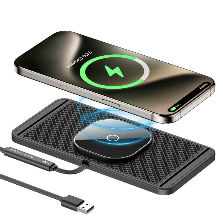 Car Magnetic Avoid Camera Wireless Charging Anti-slip Pad, USB Interface 1m, TYPE-C Interface 1m, USB Interface 0.3m, TYPE-C interface 0.3m
