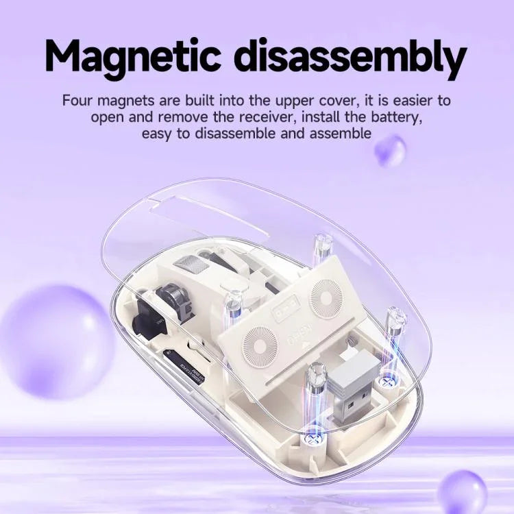 IMICE T400 4 Keys 1600DPI Dual-Mode Mouse Transparent Bluetooth Charging Wireless Silent Mice