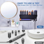 For Dyson Wall-Mounted Curling Iron Hair Dryer Storage Rack, Black Aluminum, Iron
