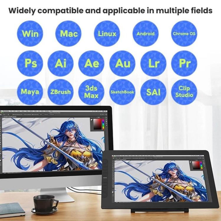 VEIKK VK2200PRO 21.5 inch Digital Screen Hand Drawing Screen Electronic Drawing Screen Compatible With Mobile Phone, EU Plug, US Plug, UK Plug