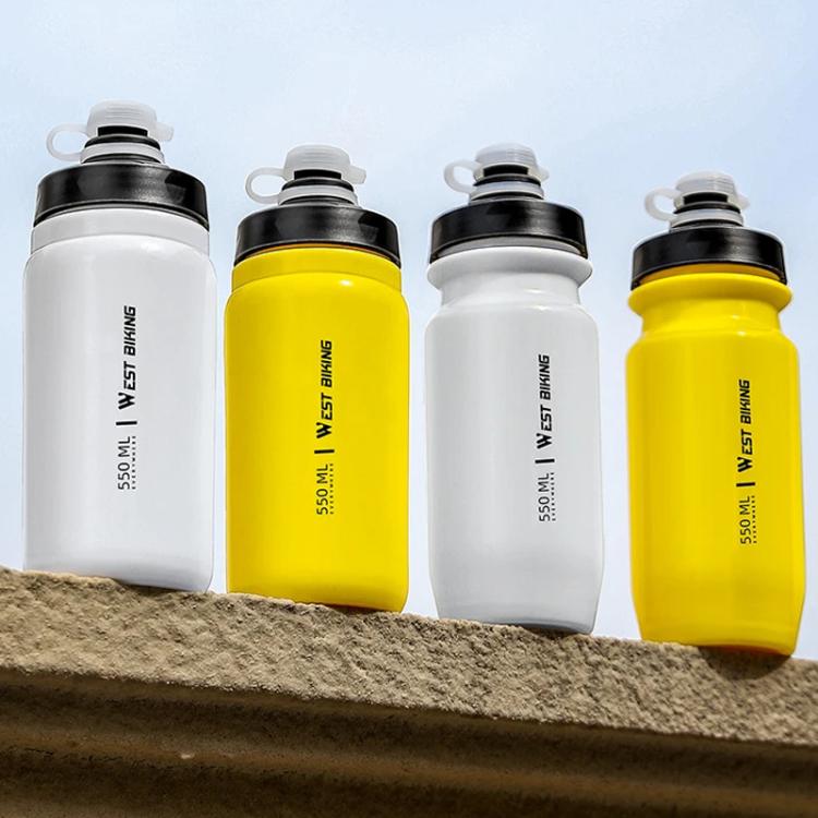 WEST BIKING 550ml Bike Water Bottle for Cycling Leak-Proof Squeeze Design Portable Sports Hydration Bottle, 550ml Whtie Wide, 550ml Yellow Wide, 550ml Yellow, 550ml White