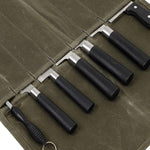 Wet Wax Canvas Knife Organizer Picnic Portable Storage Bag, 7 Slots (Army Green), 7 Slots (Khaki)