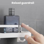 Shower Rod Shelf Elevated Shower Tray Multifunctional Bathroom Storage Rack, Circular Hole White, Square Hole White, Circular Hole Black, Square Hole Black