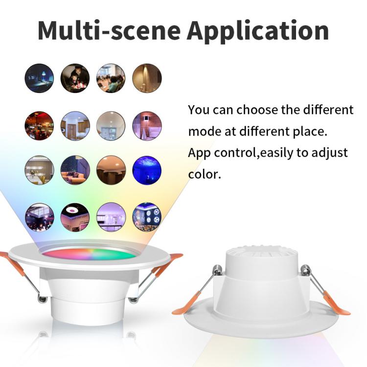 Compatible with Tuya Zigbee Recessed Ceiling Light RGB+CW+WW Dimmable LED Downlight, 7W 3.5inch