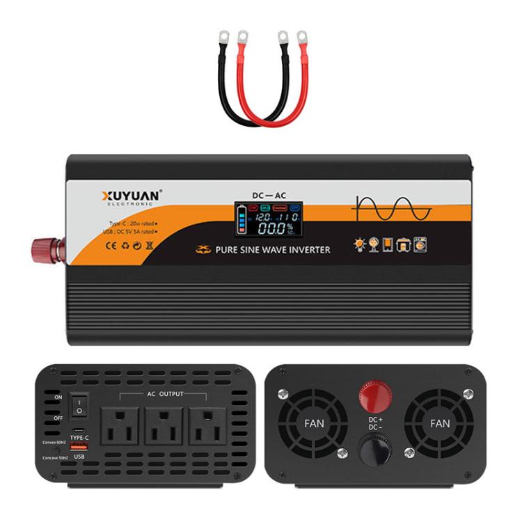 XUYUAN 12V / 24V To 110V Pure Sine Wave Inverter Power Inverter US Plug, 800W Black, 1400W Black, 2000W Black, 3000W Black, 3600W Black, 4000W Black, 800W Red, 1400W Red, 2000W Red, 3000W Red