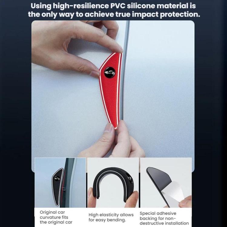 4pcs /Set Car Door Corner Anti-scratch Rearview Mirror Protectors, Black, Red, White, Gray, Luminous