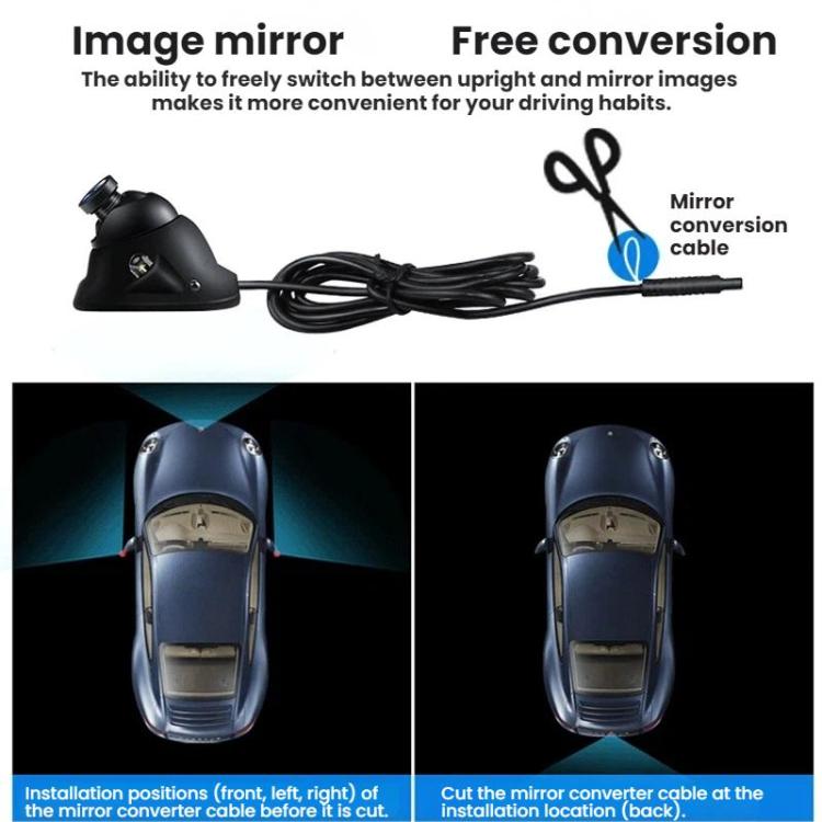 7 inch 4-split Car Display + 4 Light Sensitive 360 Degree Panoramic Reversing Cameras, LED Version, Infrared Version