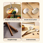 2pcs Solid Wood Long Handle Wok Spoon & Ladle Household Kitchen Shovel, Small