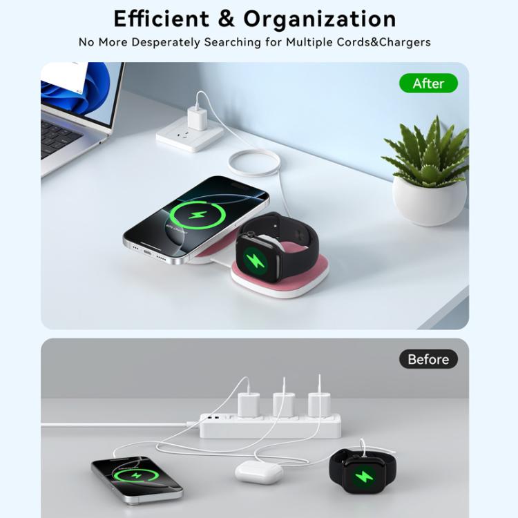 T2 15W 3 In1 Portable Foldable Magnetic Wireless Charger