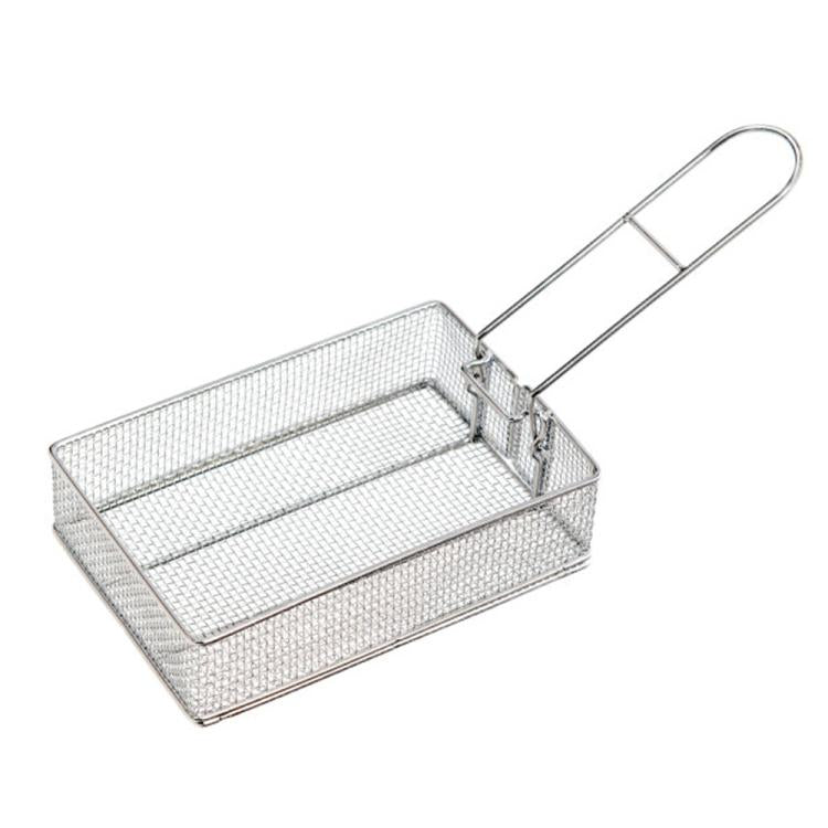 COOL CAMP Camping Stainless Steel Foldable Strainer Frying Basket for Outdoor Cooking,, 175 x 120 x 50mm