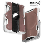 For AirTag 2nd Gen / AirTag 1st Gen Magnetic Metal Card Holder with Phone Stand, RFID Blocking, Elastic Wrist Strap