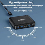240W Smart Fast Charger With Magnetic USB Retractable Cable And Multi-Port Storage, EU Plug, US Plug, UK Plug, AU Plug, KR Plug