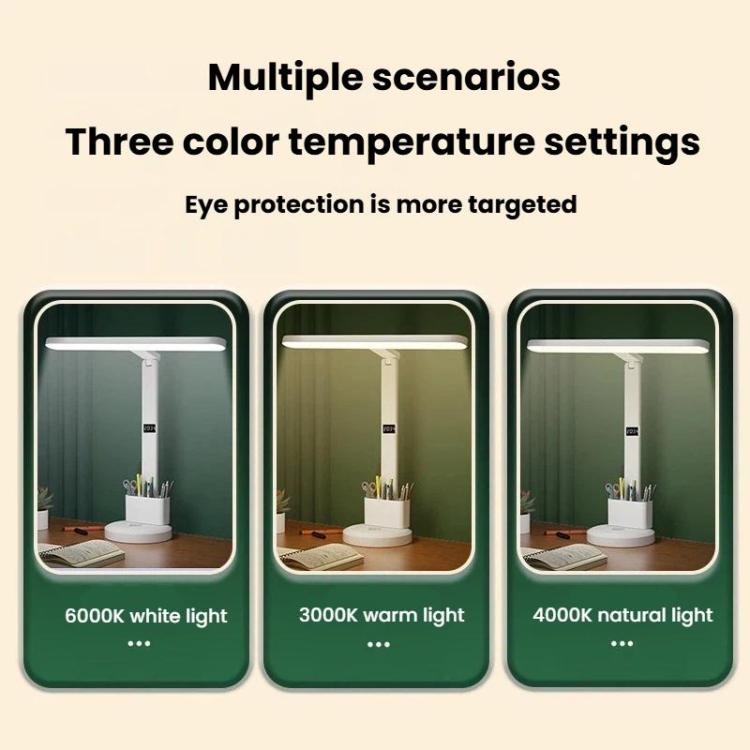 Xiajule Eye-Caring Study Desk Lamp With Time Display 3-Color Temperature Dimmable Reading Bedside Lamp, XH4000, XH4800