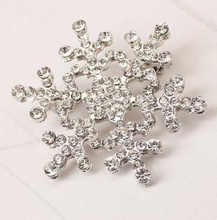 Fashion Water Drill Christmas Snowflake Brooch, Gold, Silver