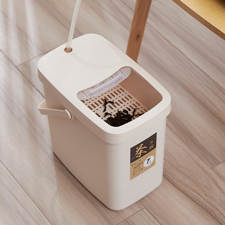Office Plastic Tea Residue Bucket Tea Waste Bucket Push Lid Portable Trash Can, 7L, 10L