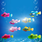8 in 1 Simulation Electric Fish Babies Shower Toy with Swimming & Lighting Function, Simulation Electric Fish