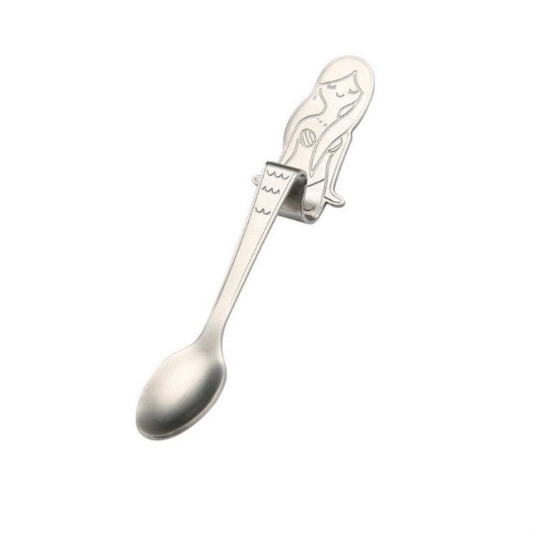Creative Coffee Spoon Mermaid Shape Handle Spoons Flatware Drinking Tools, Black, Gold, Symphony, Rose Gold, True Color