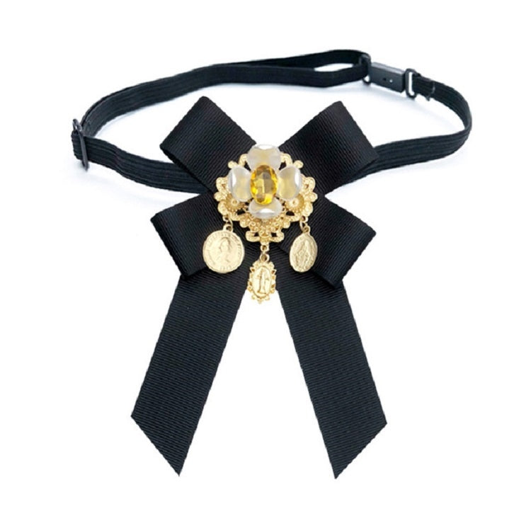 Women Vintage Flowers Diamond Bow-knot Bow Tie Shirt Brooch Clothing Accessories, Tie Belts Version, Pin Buckle Version