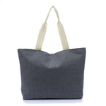Color Canvas Stripe Contrast Color Shoulder Bag Large Capacity Handbag Green Shopping Bag