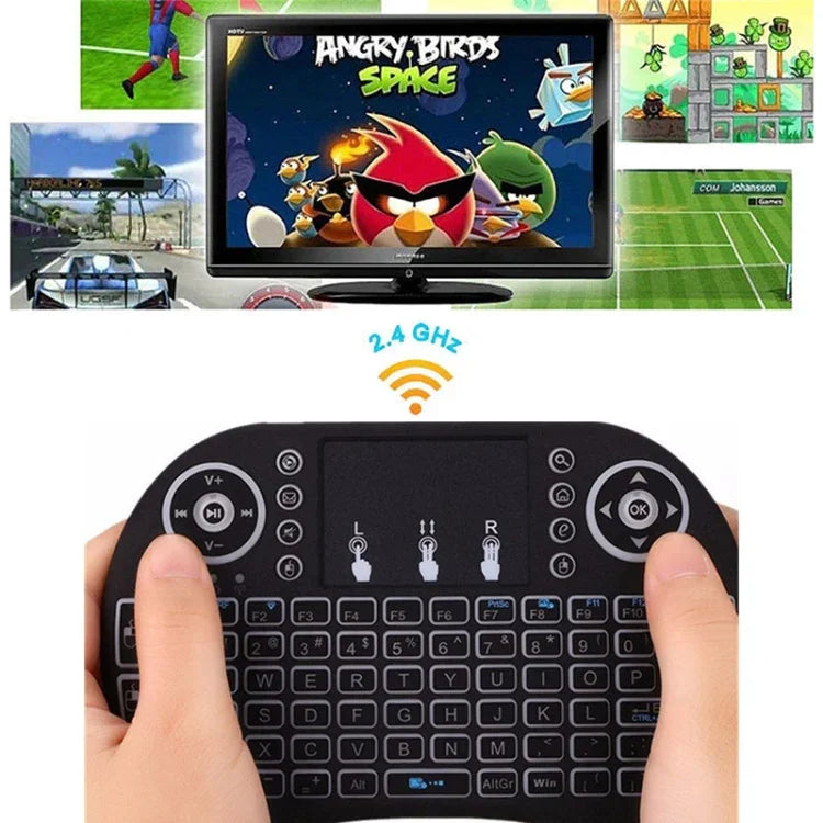 Support Language: French i8 Air Mouse Wireless Keyboard with Touchpad for Android TV Box & Smart TV & PC Tablet & Xbox360 & PS3 & HTPC/IPTV, French