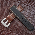 Crazy Horse Layer Frosted Black Buckle Watch Leather Watch Band, Size: 24mm