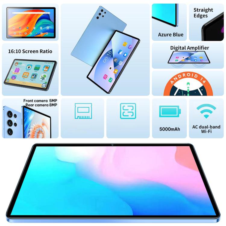 BDF H39 10.1 inch 4G LTE Tablet PC, 6GB+128GB, Android 10 MTK6750 Octa Core, Support Dual SIM, US Plug, 8GB+256GB, US Plug