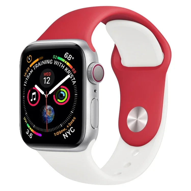 Double Colors Silicone Watch Band for Apple Watch Series 3 & 2 & 1 42mm (Light Blue+Light Pink)