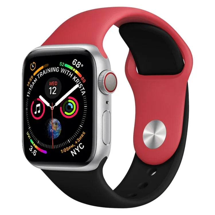 Double Colors Silicone Watch Band for Apple Watch Series 3 & 2 & 1 42mm (Light Blue+Light Pink)