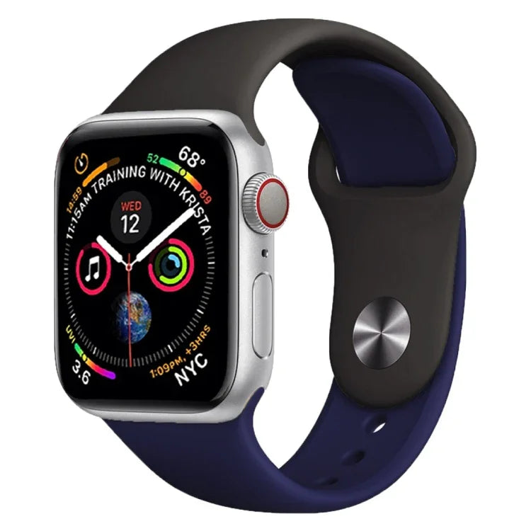 Double Colors Silicone Watch Band for Apple Watch Series 3 & 2 & 1 42mm (Light Blue+Light Pink)