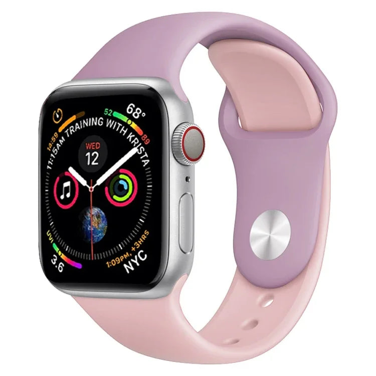 Double Colors Silicone Watch Band for Apple Watch Series 3 & 2 & 1 42mm (Light Blue+Light Pink)