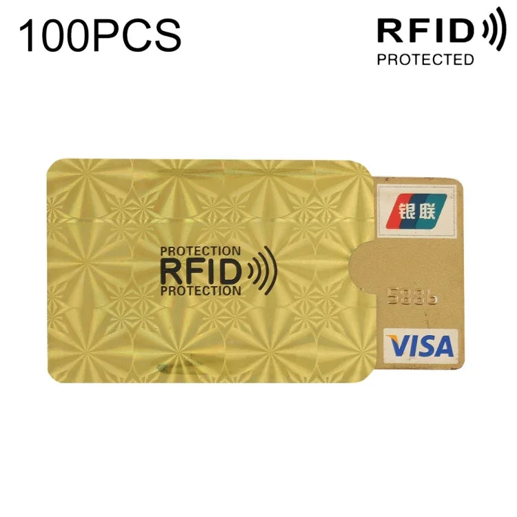 100pcs Aluminum Foil RFID Blocking Credit Card ID Bank Card Case Card Holder Cover, Size: 9 x 6.3cm