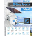 ESCAM QF480 EU Version HD 1080P IP66 Waterproof 4G Solar Panel PT IP Camera without Battery, Support Night Vision / Motion Detection / TF Card / Two Way Audio - Trustpick