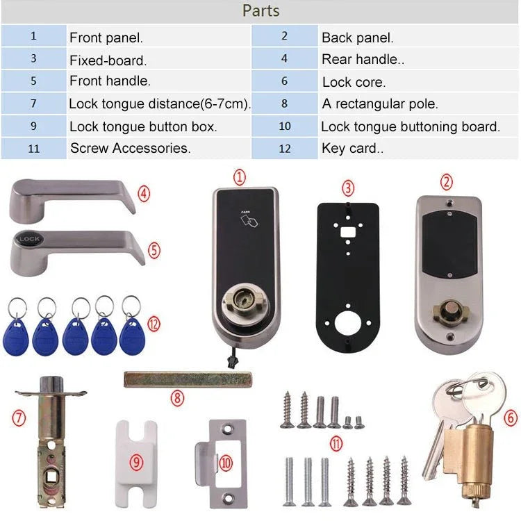 Password + Key + Sensor Card Zinc Alloy Red Bronze Electronic Door Lock Touch Screen Electronic Code Lock - Trustpick