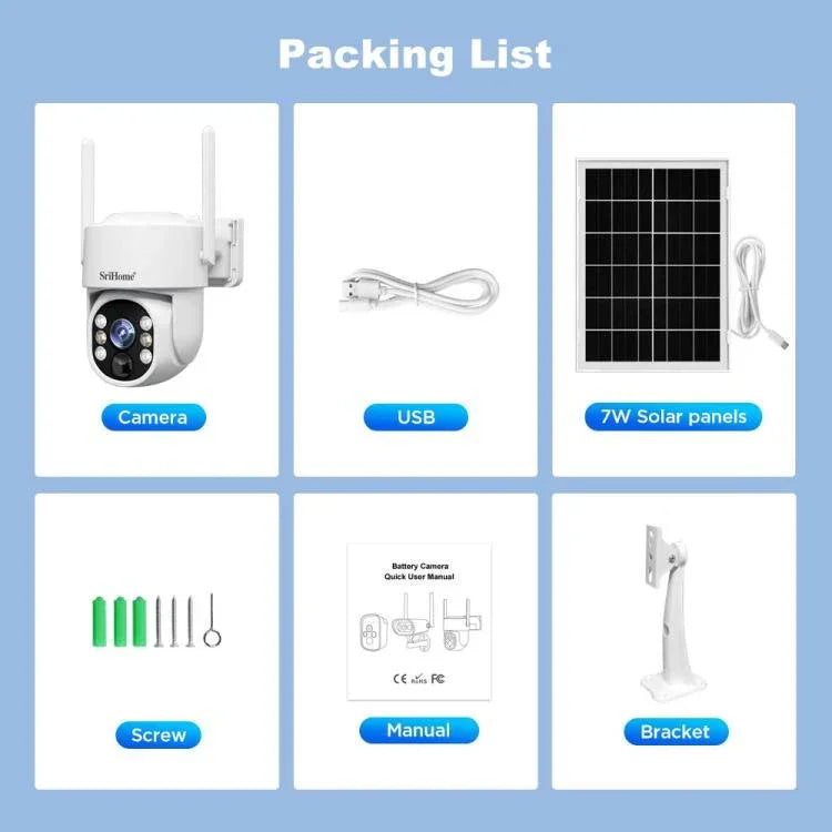 SriHome DH005 4MP 2K Low Power Consumption Wireless Security Camera System with Solar Panel - Trustpick