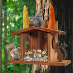 Wood Squirrel Feeder Chipmunk House For Corn, Peanuts - Trustpick